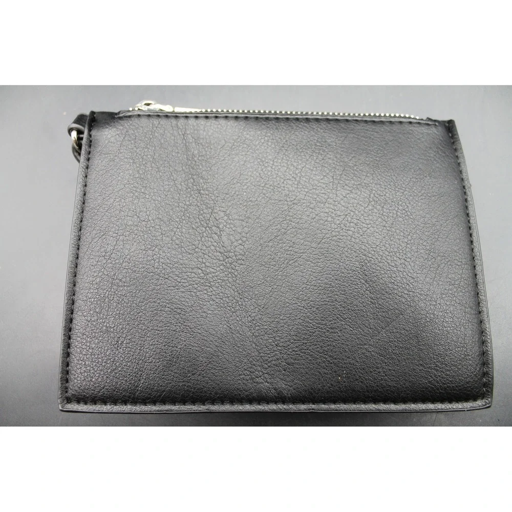 Steve Madden Black Wristlet Clutch Zip Pouch Removable Strap